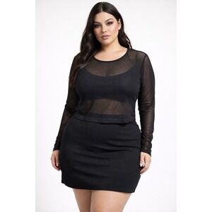 Hot Topic Cyber Goth Y2K Fishnet Mesh Top Women's 4X Black Emo ALT Scene Queen